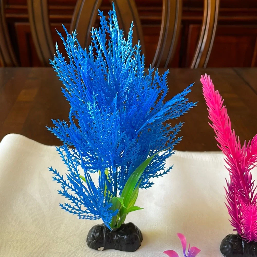 lot of 4 pc Artificial Seaweed Water Plants for Aquarium Plastic Fish Tank
